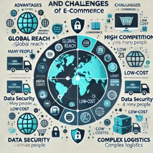 DALL·E 2024-06-27 16.57.57 - An infographic showing the advantages and challenges of e-commerce in a graphical and clear manner. The infographic is divided into two sections_ 1. A